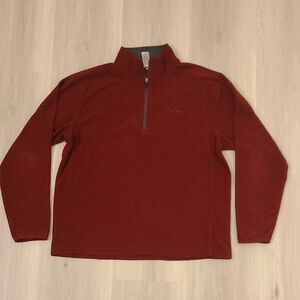 Champion c9 Red Half-Zip Sweater fleece soft medium maroon Mockneck mens
